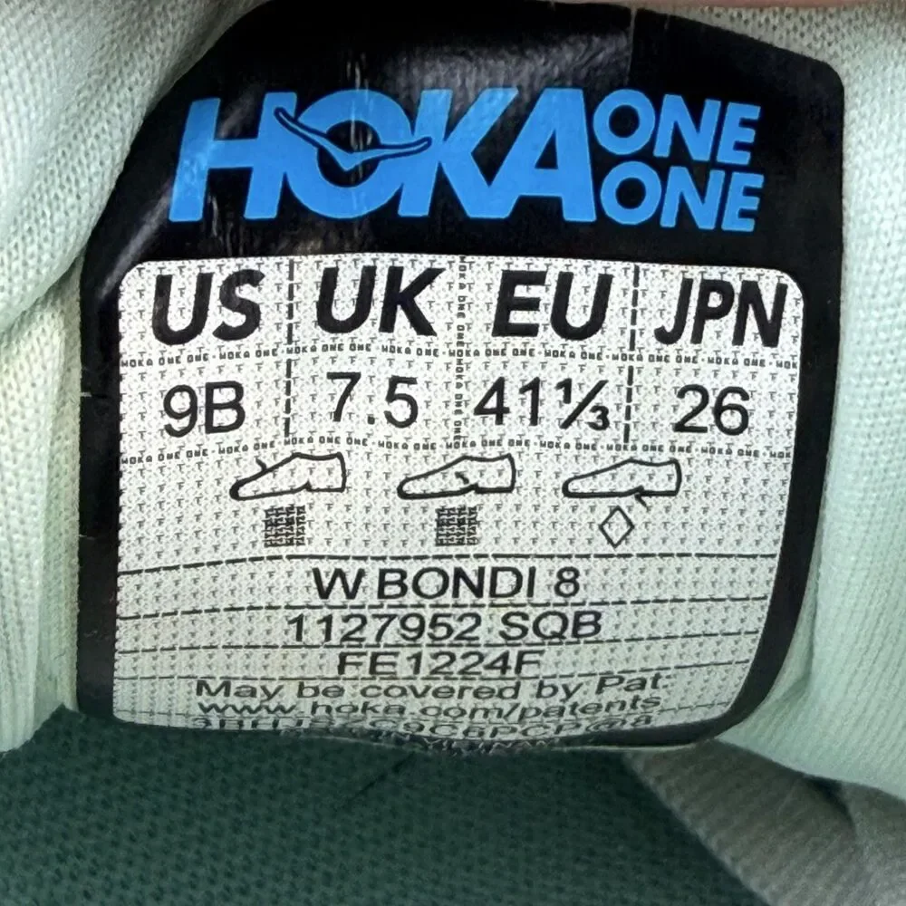 Hoka One One Bondi 8 Shoes Womens Size 9 B White Running Sneakers 1127952 SQB